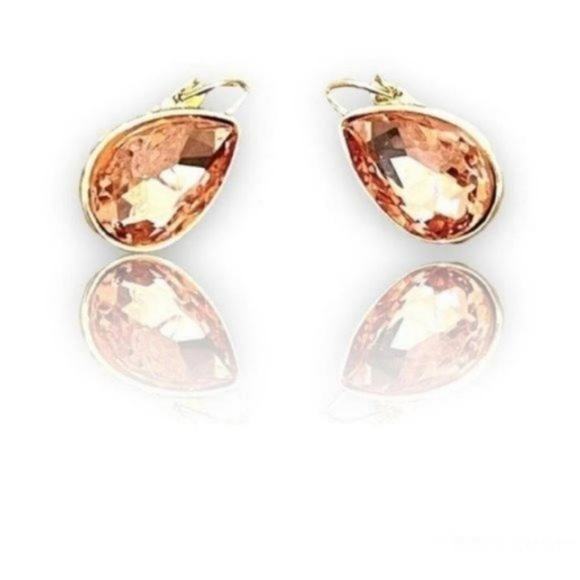 Crystal Peach Dangle Earrings - Picture 1 of 10